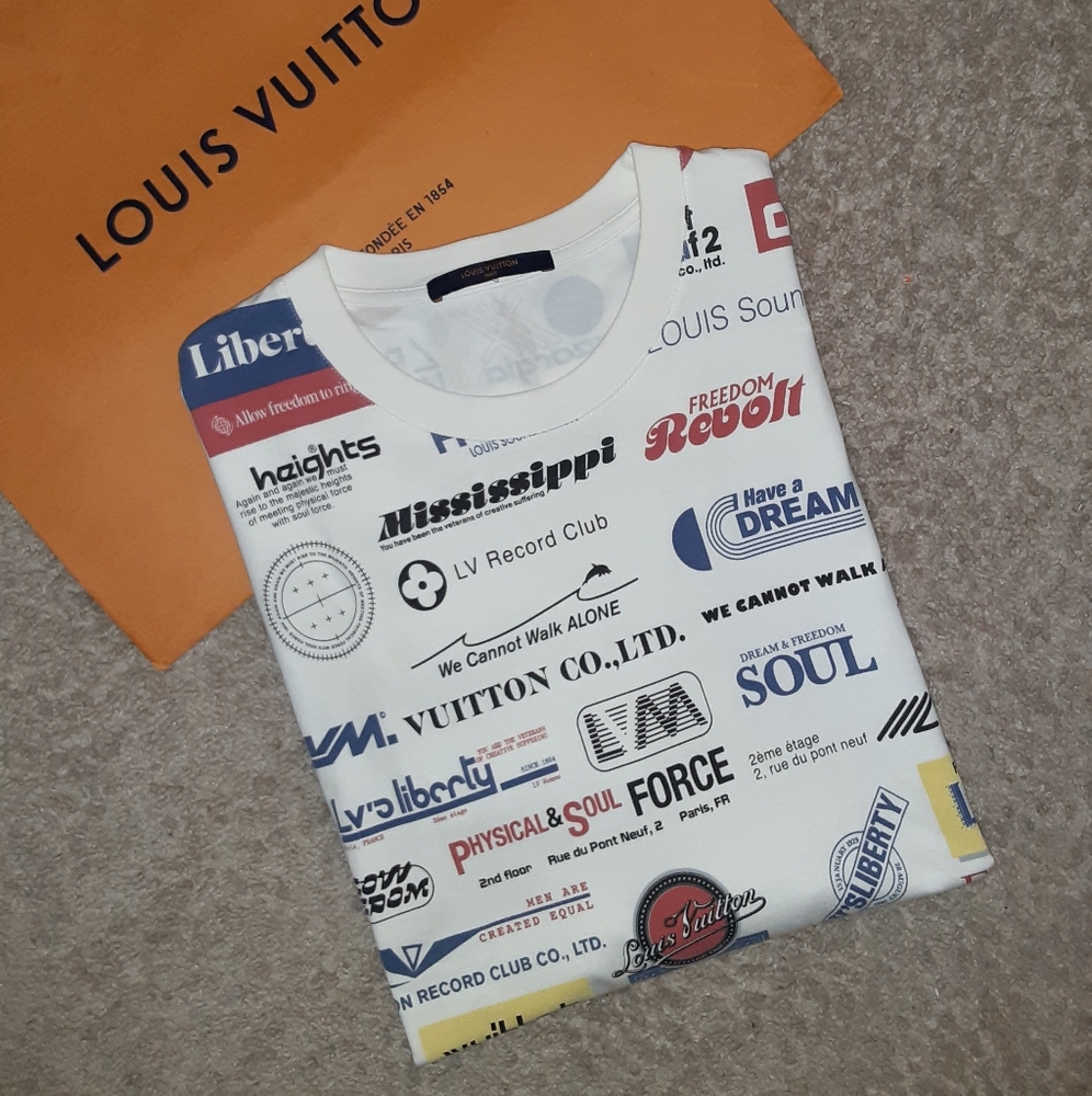 Louis Vuitton White Multicolor Logo Print Short Sleeve Tee